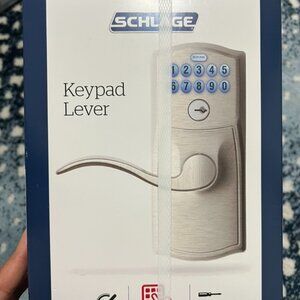 Schlage Keypad Lever door lock- Camelot in satin Nickel, new in box